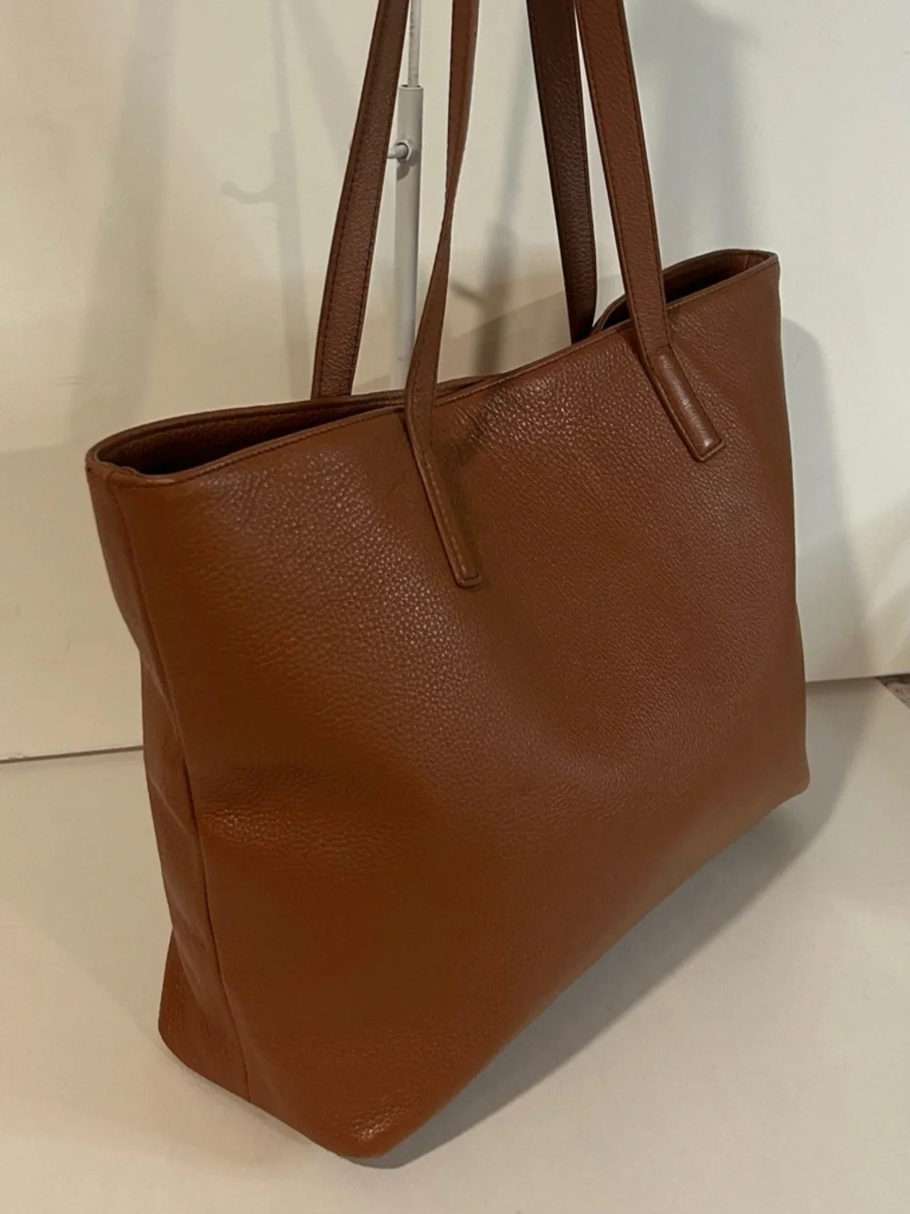 Quince Brown Leather Structured  Tote shoulder bag Large Everyday bag - Picture 6 of 13